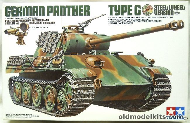 Tamiya 1/35 Sd.Kfz.171 Ausf. G Panther V Tank Steel Wheel Version, 35174 plastic model kit